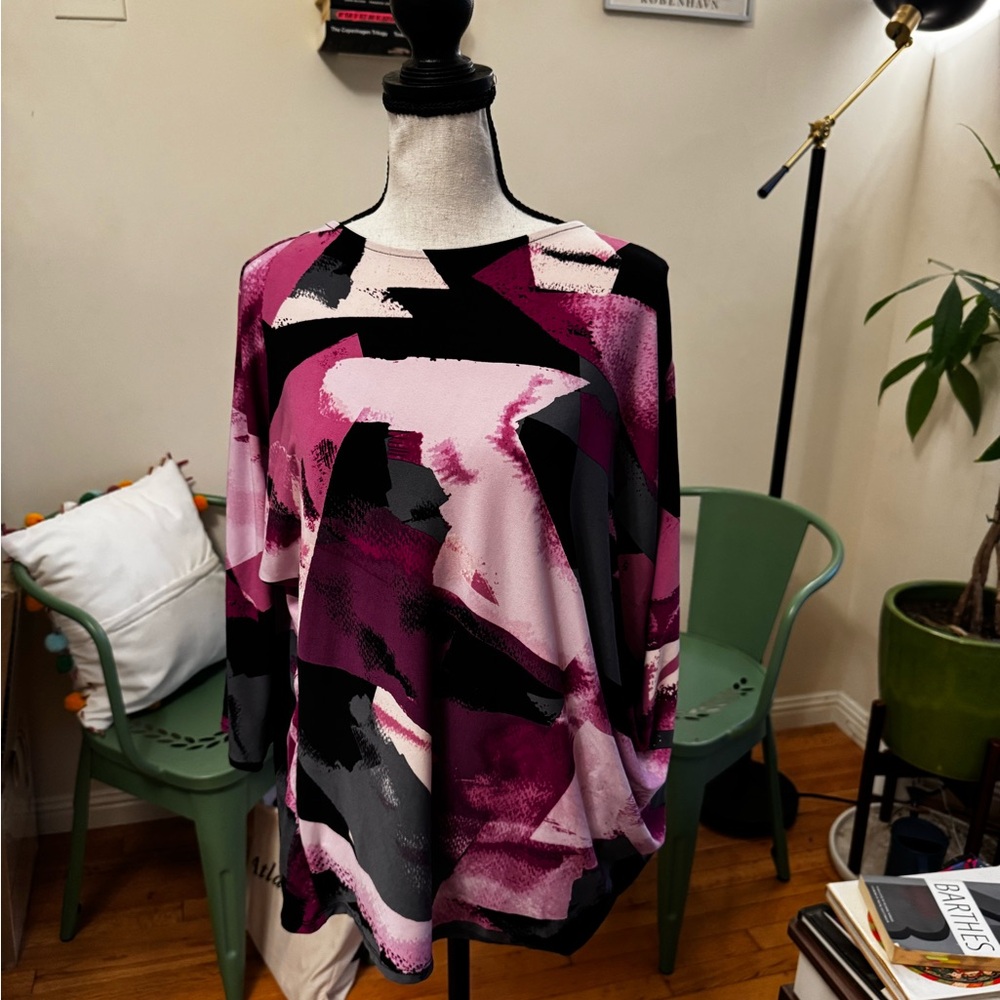 Alfani Pink and Black Patterned Top